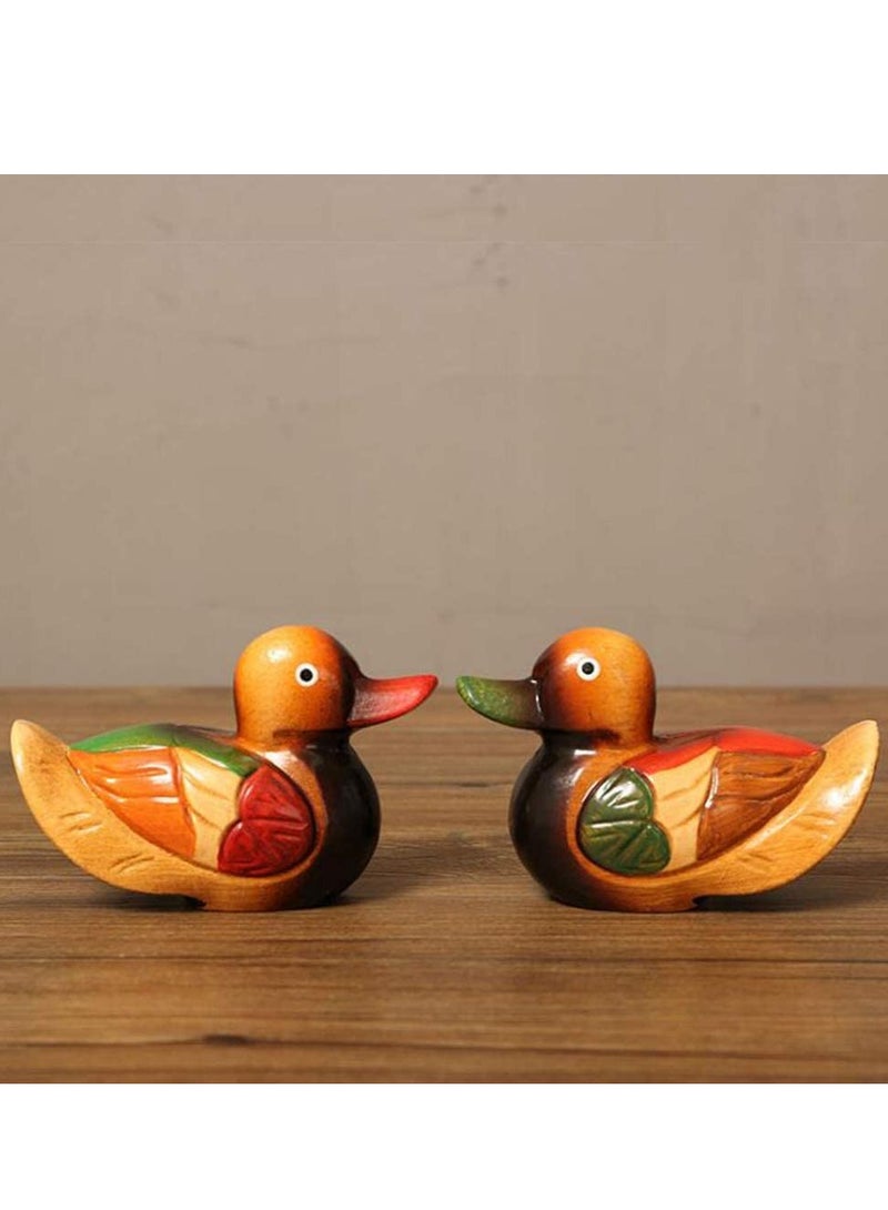 SOLARAE 1 Pair Dedicate Mandarin Duck Model Creative Wood Duck Handmade Decoration Craft Ornament for Wedding Party Anniversary Day - Image 2