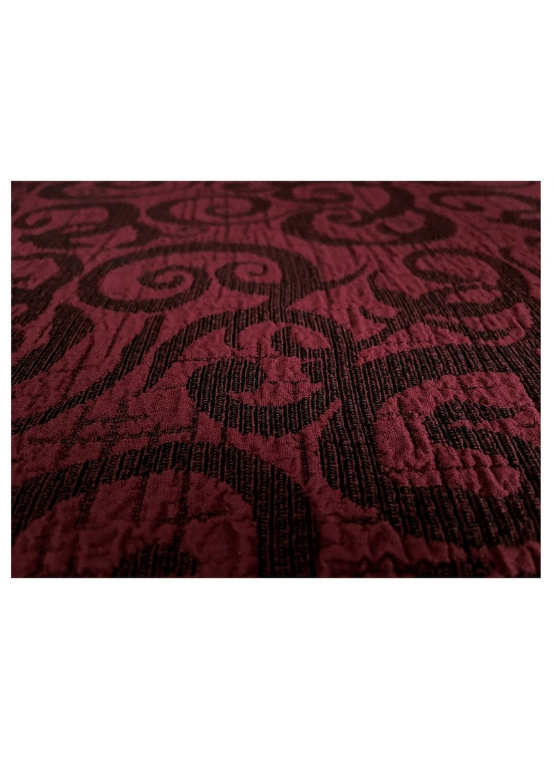 Fabienne Jacquard Fabric Stretchable Two Seater Sofa Cover Maroon  - Image 4