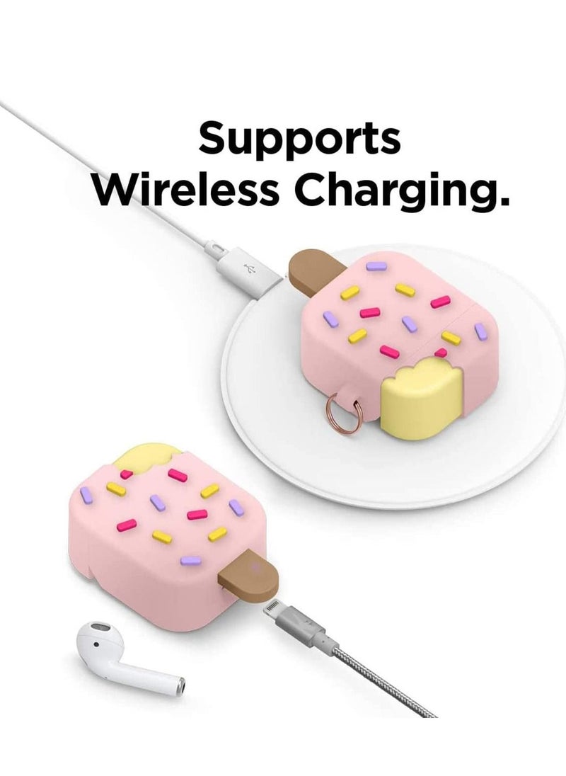 SYOSI - For AirPods Generation Apple Bluetooth Wireless Earphone Cover Suitable for Fresh and Anti Fall Soft Plastic Shell, Ice Cream for AirPods Pro Case with Keychain - Image 1