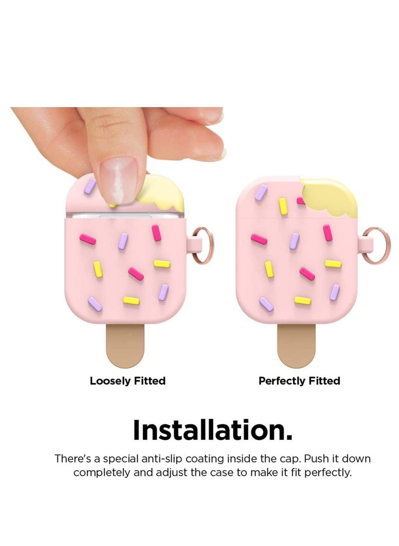 SYOSI - For AirPods Generation Apple Bluetooth Wireless Earphone Cover Suitable for Fresh and Anti Fall Soft Plastic Shell, Ice Cream for AirPods Pro Case with Keychain - Image 1