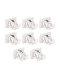 Generic 8 Storage Bracket Viscose Buckle, Rod Hanging Clip, Curtain Rod Hanging Hook, Shower Curtain Rod Towel Hanging Clip (White)  - Image 1