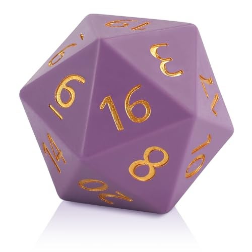CSITORWWE 55mm Giant D20 Dice20 Sided Resin Dice with Velvet Pouch Titan Polyhedral Dice for TTRPG Tabletop GamingDungeon MastersRPG AdventuresDark Purple - Image 1