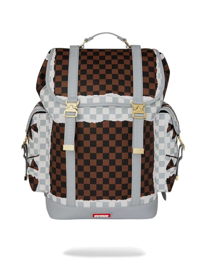 SPRAYGROUND SG CREAM AND BROWN TEAR CHECK MONTE CARLO BACKPACK - Image 1