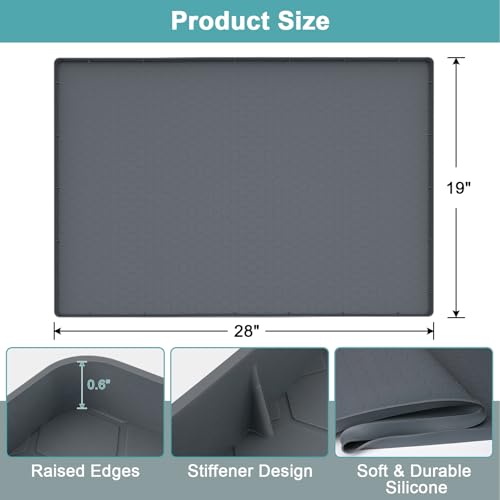 MECHEER Waterproof Under Sink Mat, 28" x 19" Silicone Under Sink Mats for Kitchen, Under Kitchen Sink Mats and Protector Mat, Sink Cabinet Protector Mats for Bathroom, Gray - Image 2