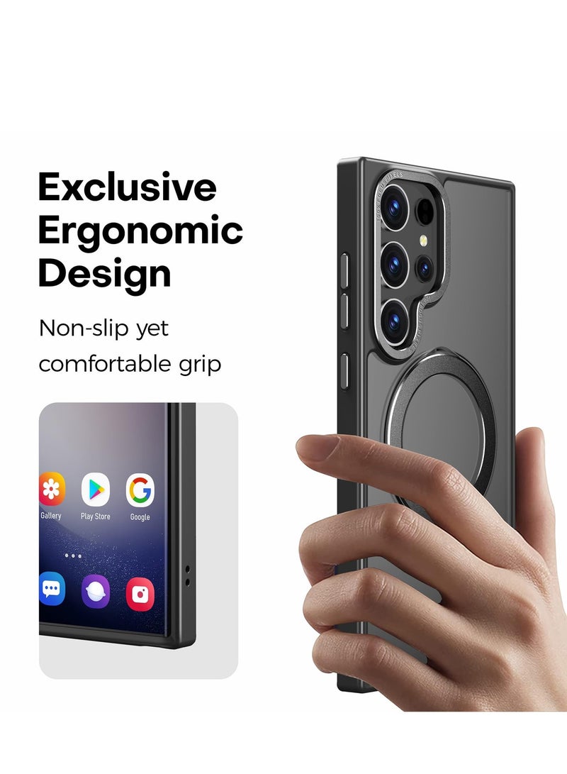 Concretization for Samsung S24 Ultra Case, Compatible with MagSafe, Magnetic Cover with Invisible Stand, Translucent Matte Back Shockproof Case, Slim Full Protection Phone Case for Galaxy S24 Ultra 5G (Black) - Image 5