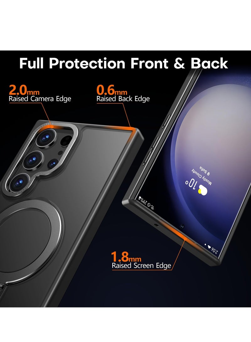 Concretization for Samsung S24 Ultra Case, Compatible with MagSafe, Magnetic Cover with Invisible Stand, Translucent Matte Back Shockproof Case, Slim Full Protection Phone Case for Galaxy S24 Ultra 5G (Black) - Image 3