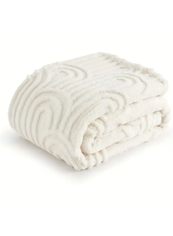 White Boho Fleece Throw Blanket 78 74x90 55 Inch Soft Lightweight Cozy All Season - Image 2