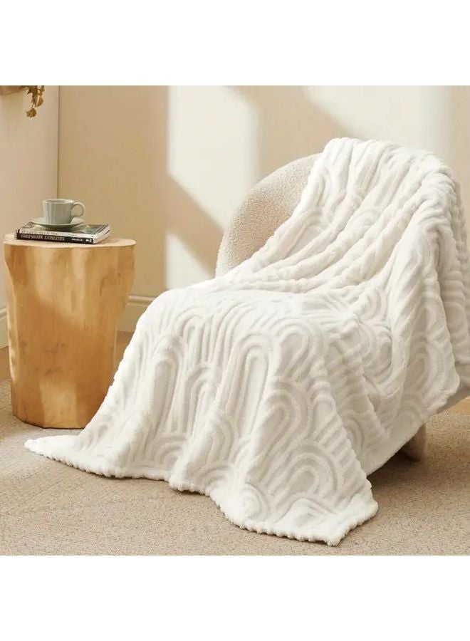 White Boho Fleece Throw Blanket 78 74x90 55 Inch Soft Lightweight Cozy All Season - Image 3