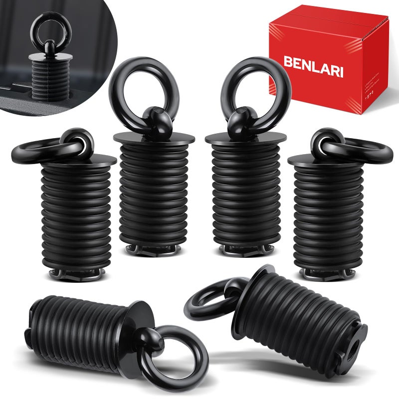 Benlari Benlari Tie Down Anchors 1 Inch ATV Flexible Loop Lock and Ride Iron Ruber Fit for Polaris RZR Sportsman Ace 2013-2024 Black - Image 1