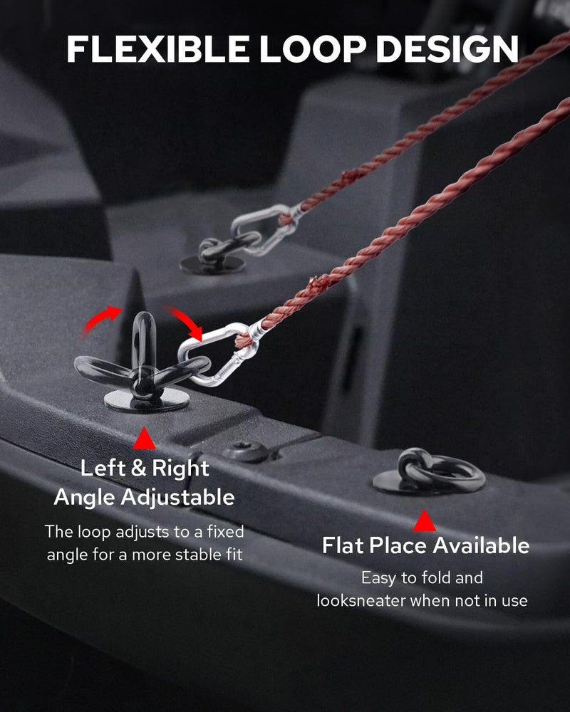 Benlari Benlari Tie Down Anchors 1 Inch ATV Flexible Loop Lock and Ride Iron Ruber Fit for Polaris RZR Sportsman Ace 2013-2024 Black - Image 2