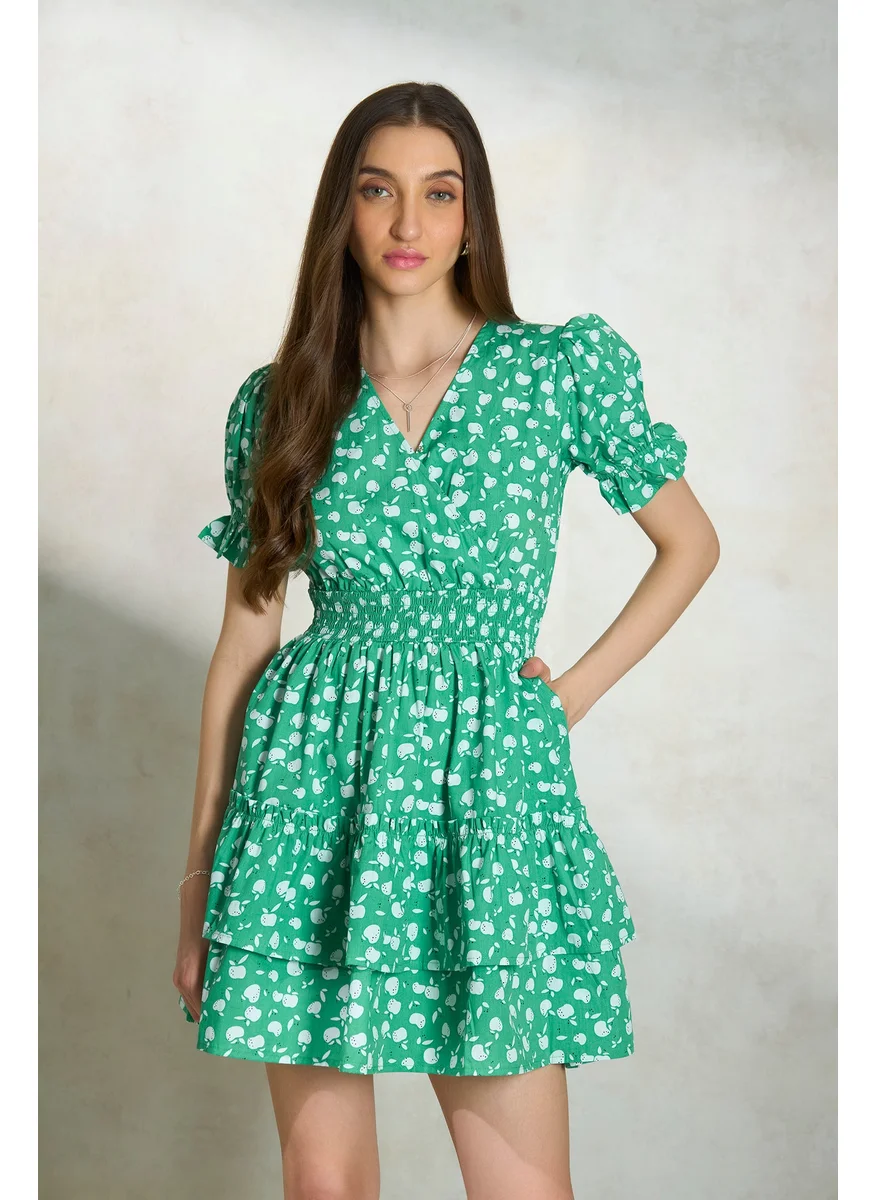 فيرجيو Floral Smocked Mini Dress