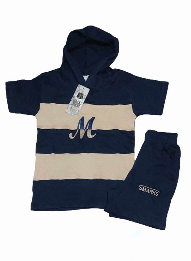 Boys Kids Pajama Set Hoodie Short Sleeves - Embroidery - Image 2