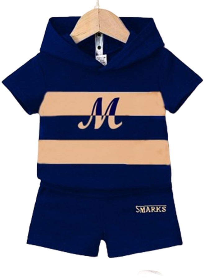Boys Kids Pajama Set Hoodie Short Sleeves - Embroidery - Image 1