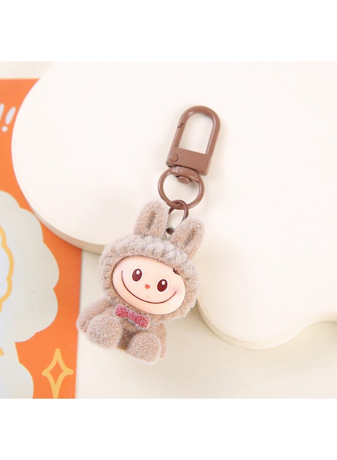 NIBEMINENT Resin Cartoon Cute Flocking LABUBU Keychain, Pendant Doll Accessory Key Chain Gift 