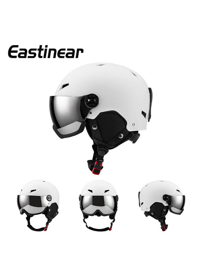 White Model Adult Warm-weather Ski Helmet With Goggles, Outdoor Sports Protective Ski Helmet Gear