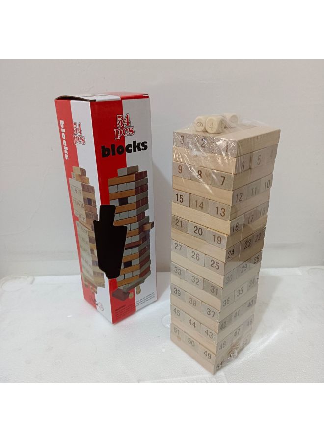54-piece Wooden Stacking Game Tabletop Stacking Game Party Gathering Leisure Toy Building Blocks Large Number Stacking Game - Image 2