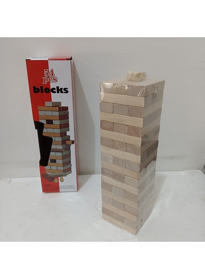 54-piece Wooden Stacking Game Tabletop Stacking Game Party Gathering Leisure Toy Building Blocks Large Number Stacking Game - Image 3