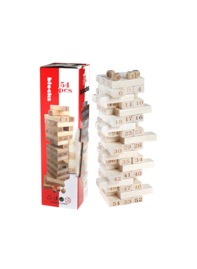 54-piece Wooden Stacking Game Tabletop Stacking Game Party Gathering Leisure Toy Building Blocks Large Number Stacking Game - Image 5