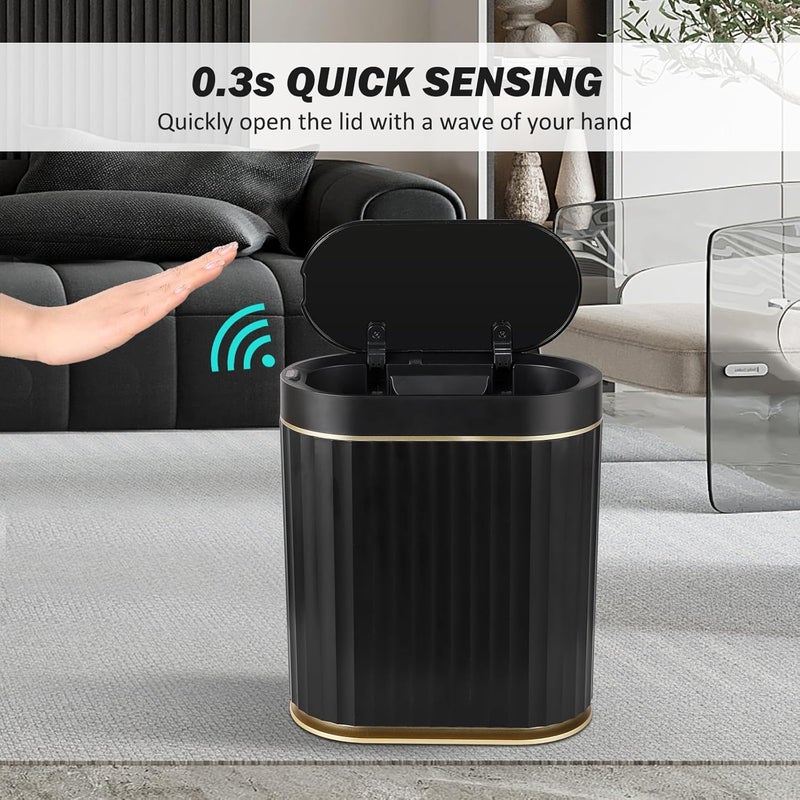 ELPHECO Black Bathroom Trash Can with Lid - ELPEHCO 2 Gallon Sensor Trash Bin, Automatic Narrow Garbage Can, Waterproof Smart Trash Can, Slim Motion Sensor Waste Bins for Bathroom, Living Room, Office - Image 3