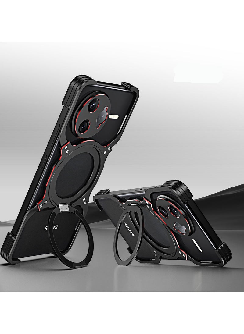 General - Shockproof Case Compatible with Redmi K80 Pro, with 360° Rotating Bracket and Anti Drop and Heat Dissipation Metal Protective Cover for Redmi K80 Pro - Image 1