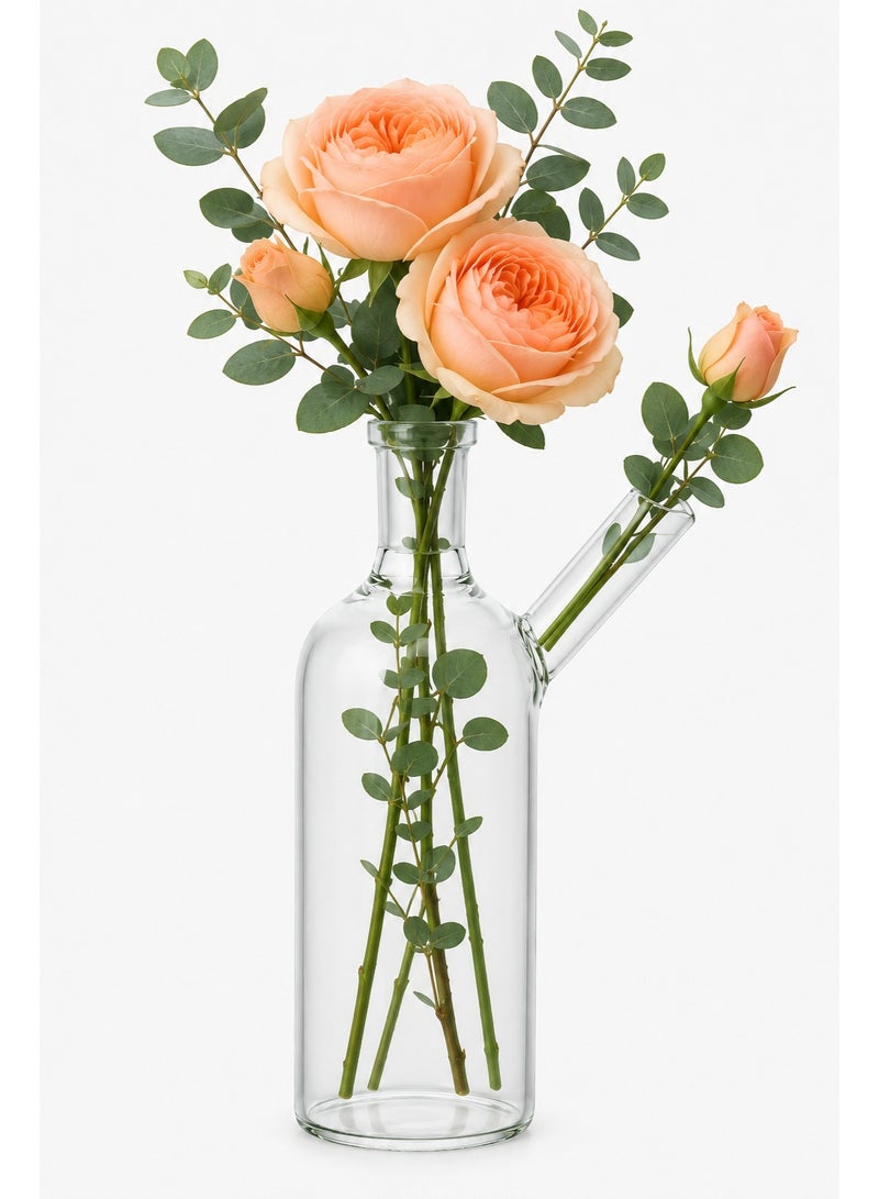 Clear Glass Vase for Home Decor - Elegant Tabletop Flower Vase for Living Room, Bedroom, and Office