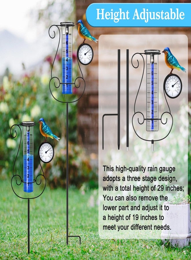 Rose Manor Outdoor Rain Gauge, Large Color Digital Rain Gauge with Metal Hummingbird and Temperature & Hygrometer, Height Adjustable, Large Capacity, for Garden, Deck, Lawn, Patio, Farm - Image 4