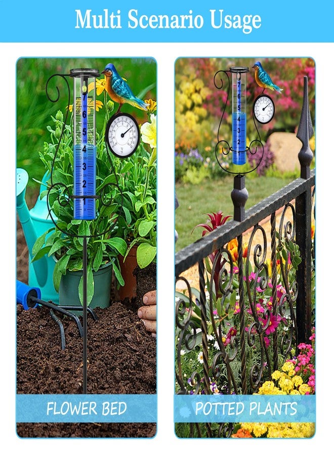 Rose Manor Outdoor Rain Gauge, Large Color Digital Rain Gauge with Metal Hummingbird and Temperature & Hygrometer, Height Adjustable, Large Capacity, for Garden, Deck, Lawn, Patio, Farm - Image 5