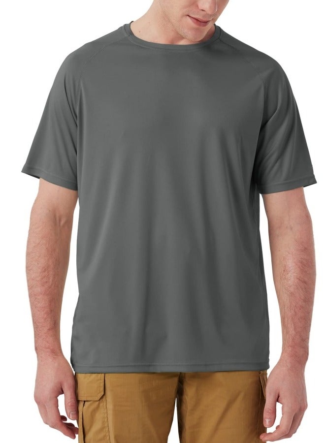 GGEROU Men's T-Shirt Short Sleeve Swimming Tops Sun Protection Outdoor Shirts Lightweight Sport Tee Shirt Deep Grey - Image 2