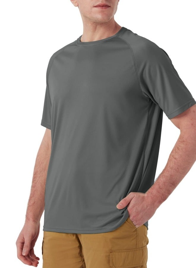 GGEROU Men's T-Shirt Short Sleeve Swimming Tops Sun Protection Outdoor Shirts Lightweight Sport Tee Shirt Deep Grey - Image 3