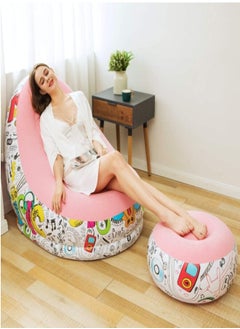 Inflatable Lazy Sofa Family Inflatable Lounge Chair Inflatable Bean Bag Chair with Inflatable Foot Cushion and Electric air Pump for Room,Living Room, Outing and Camping