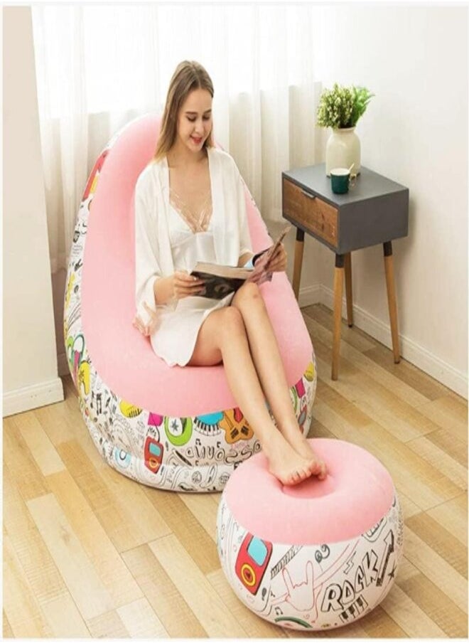 Generic - Inflatable Lazy Sofa Family Inflatable Lounge Chair Inflatable Bean Bag Chair with Inflatable Foot Cushion and Electric air Pump for Room,Living Room, Outing and Camping - Image 1