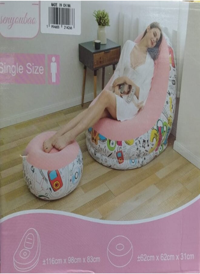 Generic - Inflatable Lazy Sofa Family Inflatable Lounge Chair Inflatable Bean Bag Chair with Inflatable Foot Cushion and Electric air Pump for Room,Living Room, Outing and Camping - Image 1