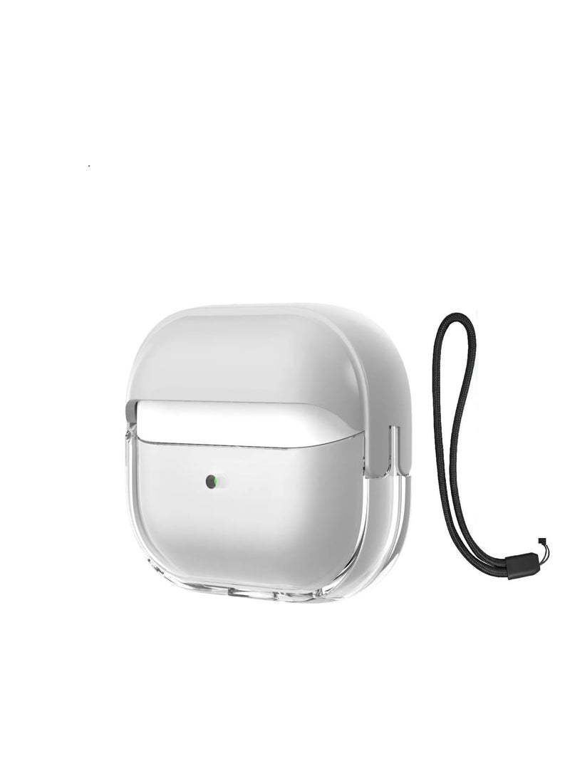 ماركة غير محددة - حافظة غطاء سماعة الأذن لأجهزة Airpods الجيل الرابع، حافظة صلبة لحماية الجسم بالكامل من الصدمات من الدرجة العسكرية، تدعم الشحن اللاسلكي مع سلسلة مفاتيح، غطاء مغناطيسي، مصباح LED أمامي مرئي (أبيض) - Image 1