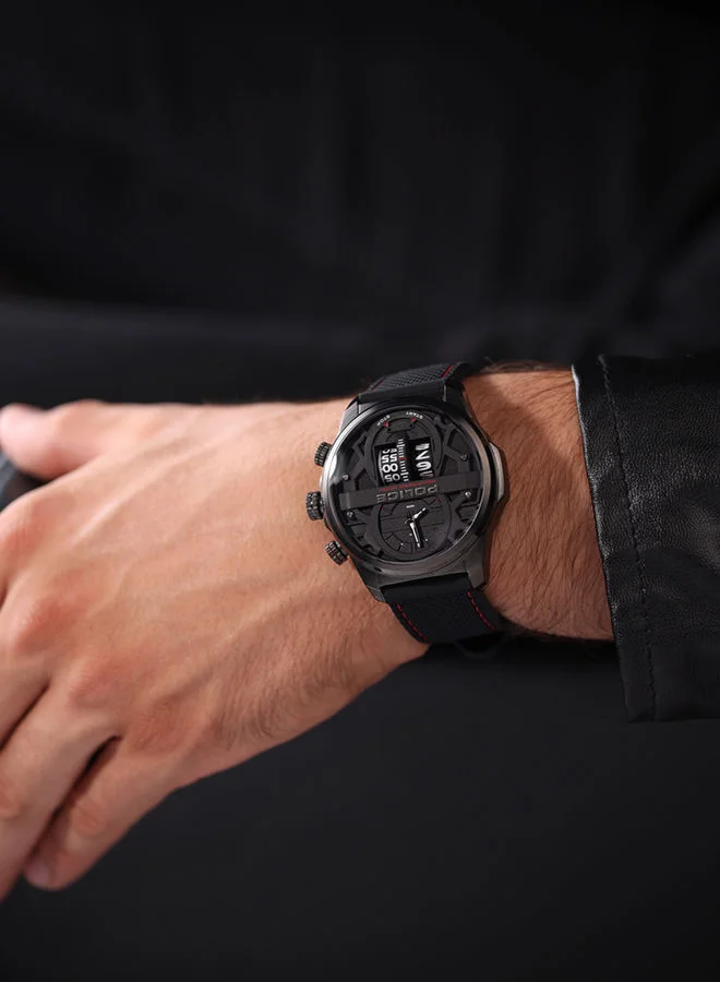 POLICE Rotorcrom Black Dial With Black Silicone Strap Watch for Men 44mm