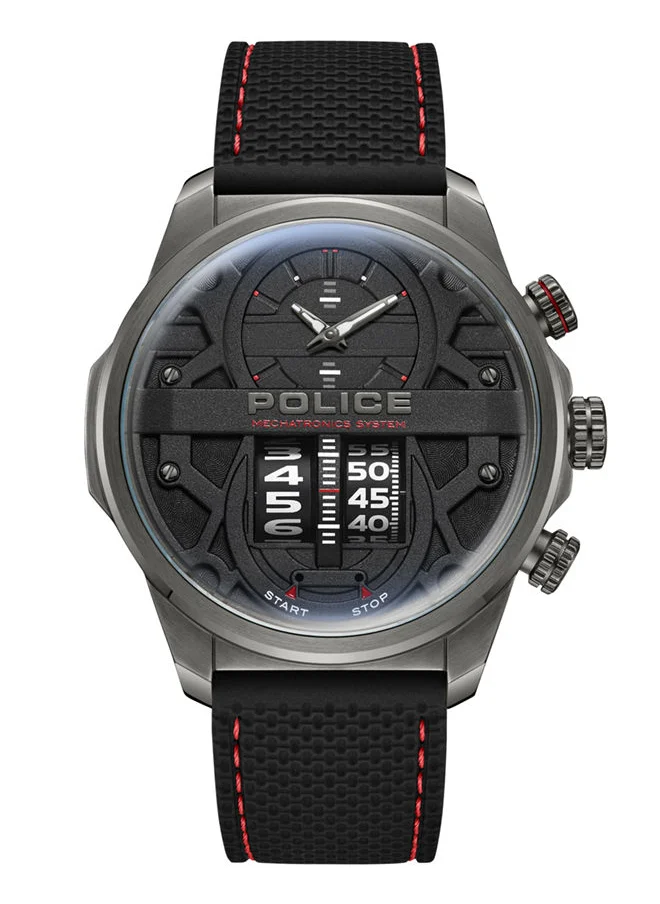 بوليس POLICE - Rotorcrom Watch For Men Black Dial With Black Silicone Strap - PEWJM0006505