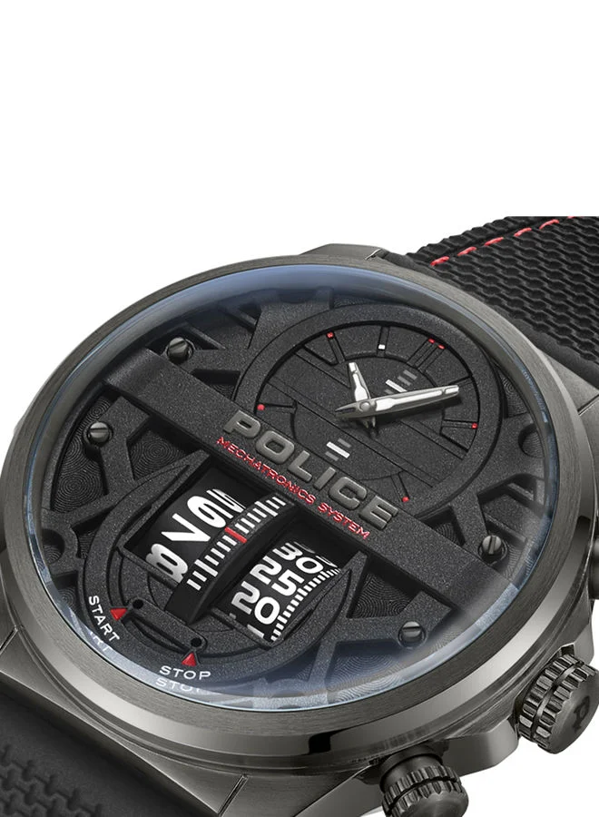 POLICE Rotorcrom Black Dial With Black Silicone Strap Watch for Men 44mm