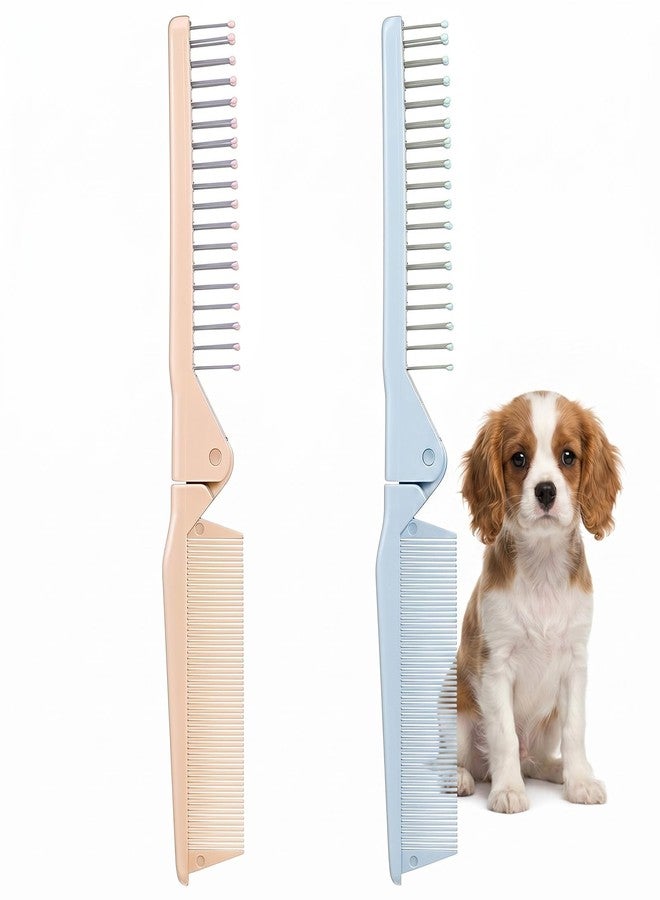 Qulkws 2 Pcs Folding Small Dog Grooming Brush Puppy Brush for Small Dogs Ideal Puppy Hair Brushes Dog Combs for Shih Tzus Yorkies Maltipoos and Breeds - Image 1