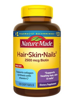 Nature Made Hair Skin And Nails With Biotin 2500 Mcg Dietary Supplement For Healthy Hair Skin And Nails Support 120 Softgels 120 Day Supply  - Image 1