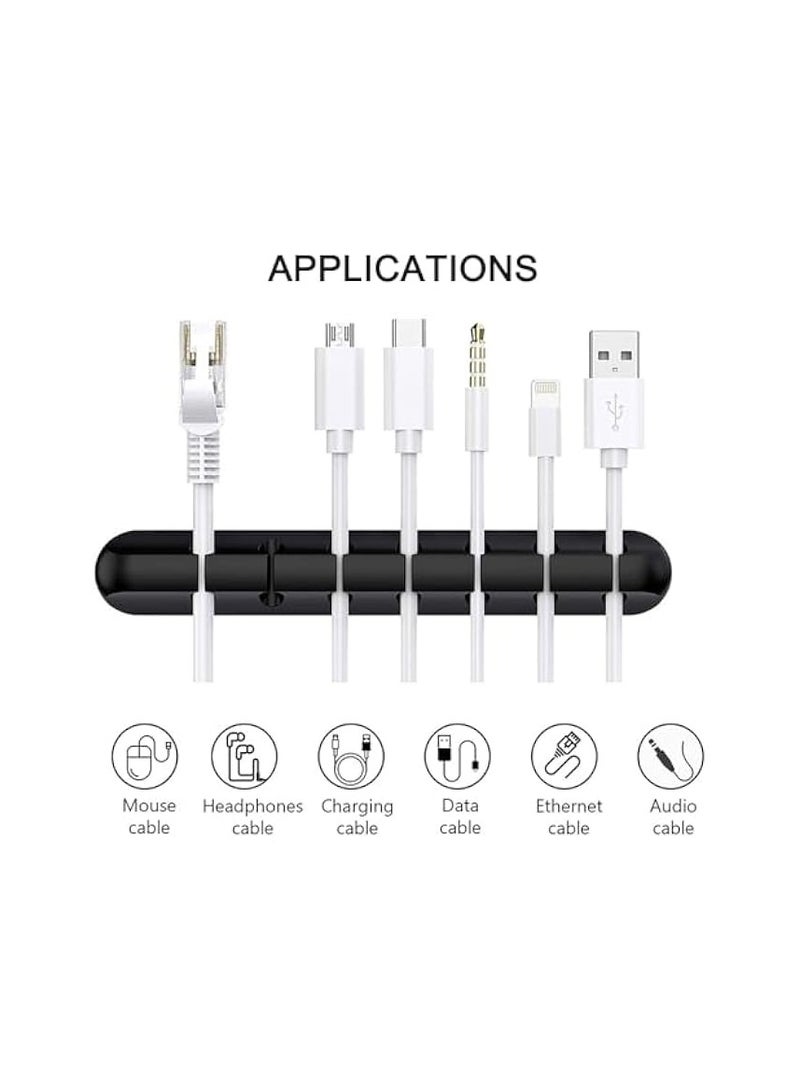 erorex Cable Holder Clips,4Pack Black Self Adhesive Cord Holder, Ideal Cable Management Cord Organizer Wire Keeper for Desk,Nightstand, Phone Charger,Computer,Home,Office,TV(1,3,5,7Slots) - Image 2