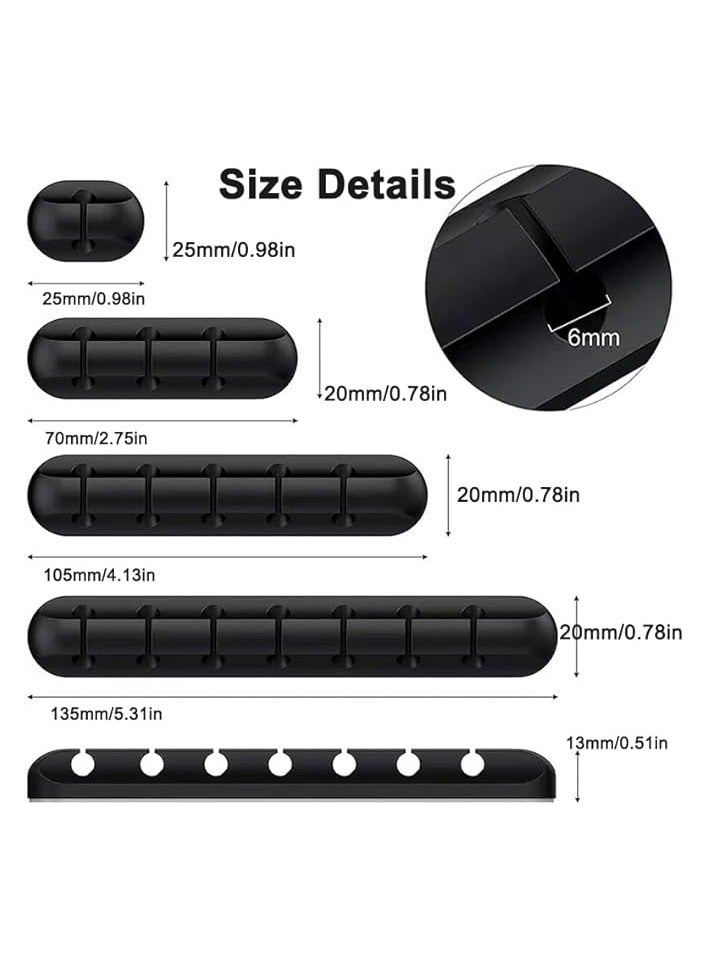 erorex Cable Holder Clips,4Pack Black Self Adhesive Cord Holder, Ideal Cable Management Cord Organizer Wire Keeper for Desk,Nightstand, Phone Charger,Computer,Home,Office,TV(1,3,5,7Slots) - Image 4