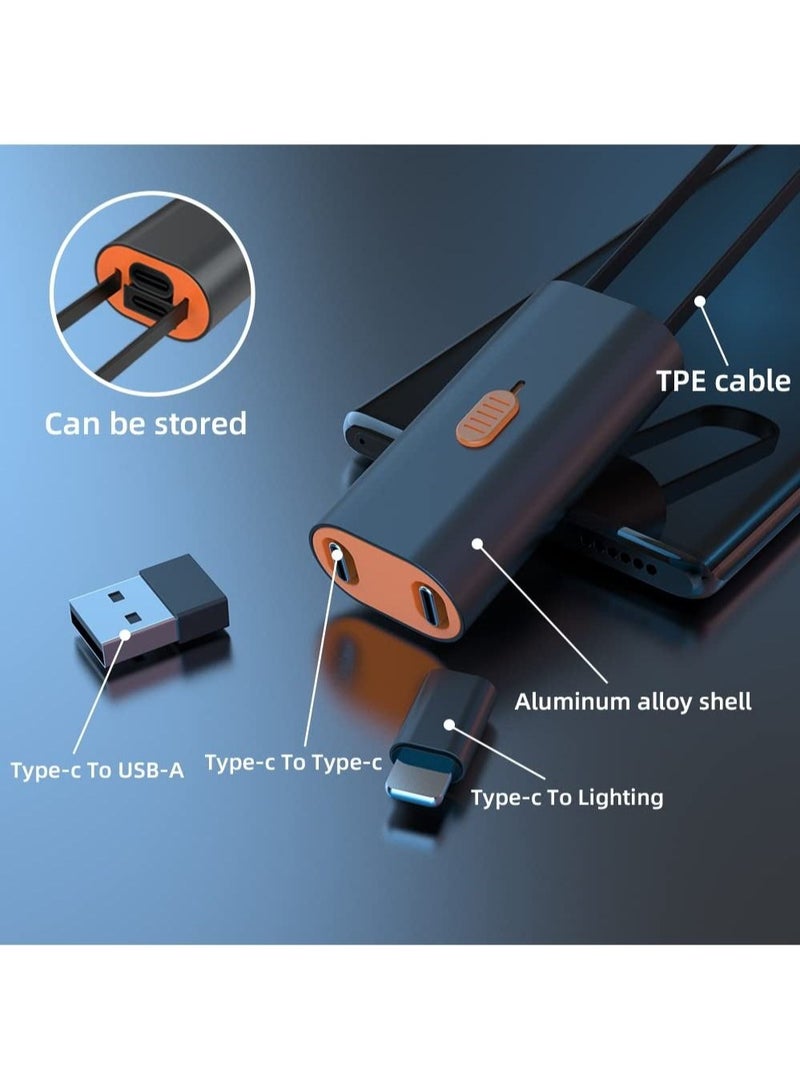 Captaintech Retractable Upgraded Multi Charging Cable, 3 in 1 Retractable USB Charging Cable with Type C, Micro USB, Phone Port, Multiple Fast Charger Cord, for for Laptop Super Fast Charging and Some Cell Phones - Image 2