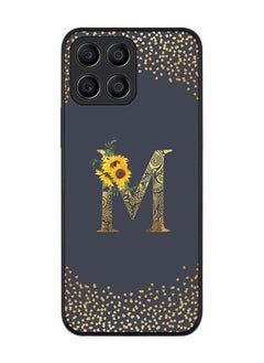 Stylizedd Rugged Black edge case for Honor X8 5G Slim fit Soft Case Flexible Rubber Edges Anti Drop TPU Gel Thin Cover - Custom Monogram Initial Letter Floral Pattern Alphabet - M (Grey )  - Image 1