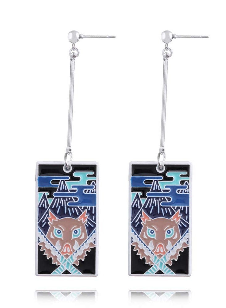 Anime Kamado Tanjiro Hanafuda Earrings - Kimetsu No Yaiba Hanafuda Earrings - Cosplay Accessories For Womens Girls 