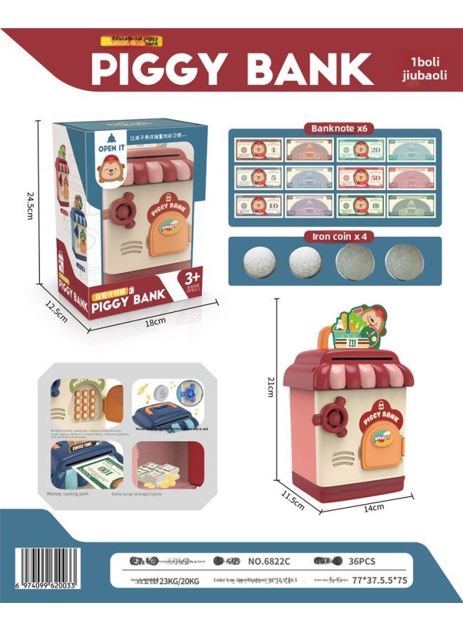 Direct Sale Cartoon Piggy Bank Children's Creative Toys Password Fingerprint Unlock Voice Banknote Can Be Accessed-Color:Convenience Store Fun Piggy Bank  - Image 1