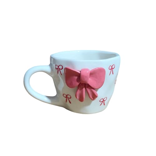 ClayStone Pink & White Tie Design Aesthetic Ceramic Coffee Mug, 200ml - Microwave & Dishwasher Safe - Image 5