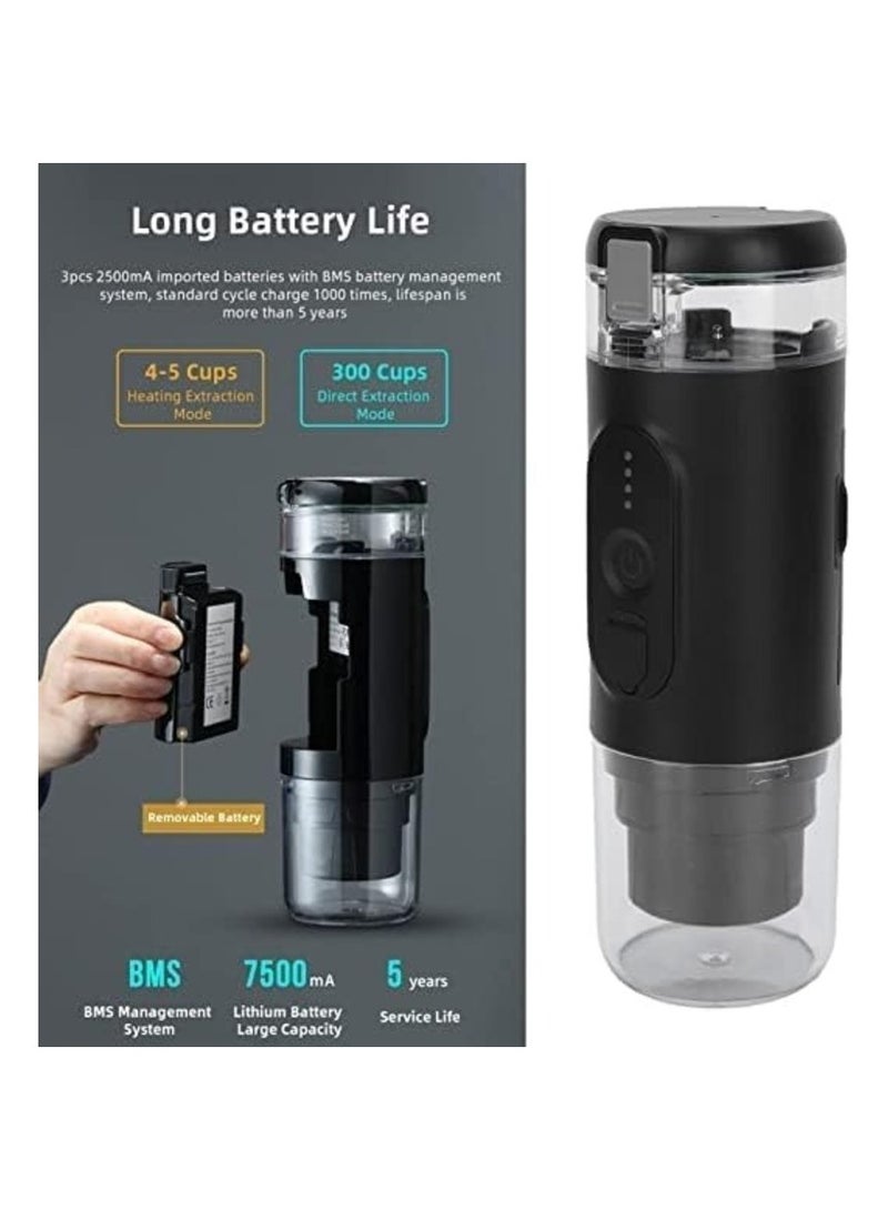 FIPKA Portable Espresso Machine, 18 Bar 12V Car Electric Coffee Maker Compatible with Ground and NS Capsules, 3 to 4 Mins Self Heating USB Charging, for Office Traveling Backpacking Camping - Image 2