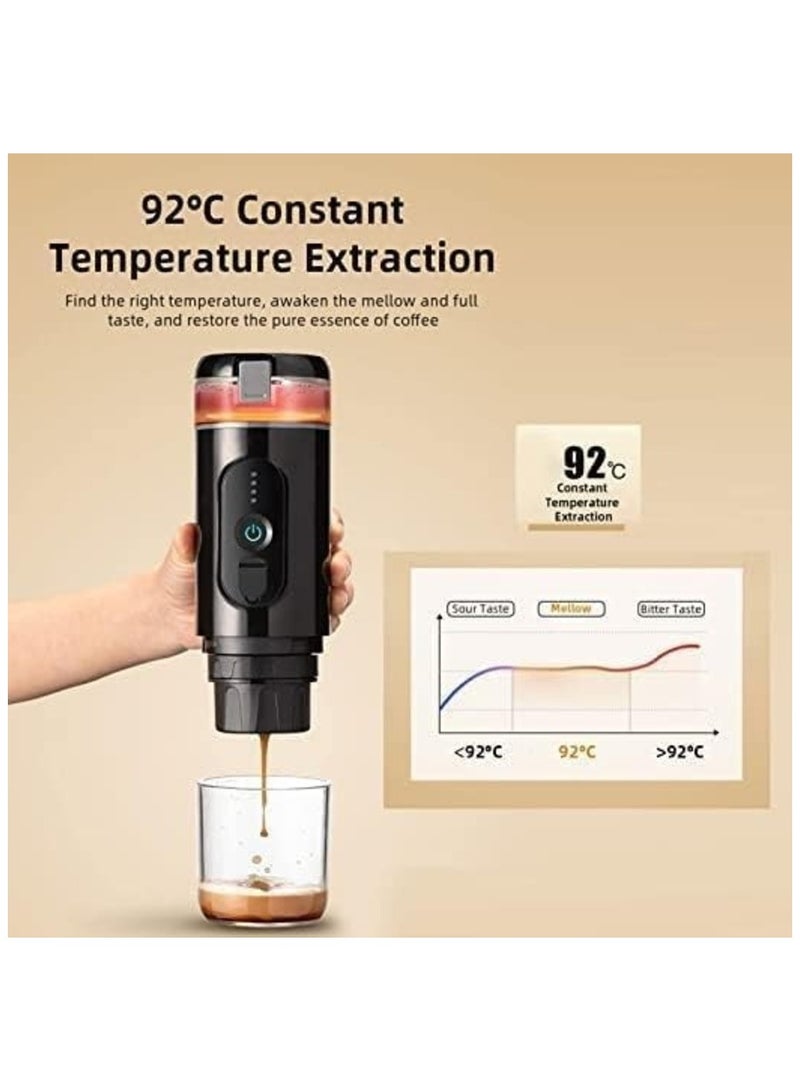 FIPKA Portable Espresso Machine, 18 Bar 12V Car Electric Coffee Maker Compatible with Ground and NS Capsules, 3 to 4 Mins Self Heating USB Charging, for Office Traveling Backpacking Camping - Image 3