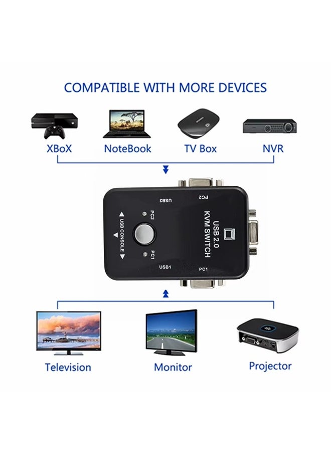 Generic - KVM Switch Box with USB 2.0 Port and VGA/SVGA Port Black - Image 1