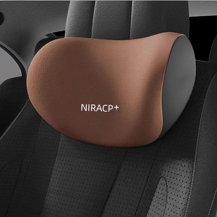 TENDULA Car Neck Rest Pillow for Head Rest Memory Foam Neck Support Car Pillows and Cushions for Head Neck Support in Travel for All Car Support Brown - Image 1