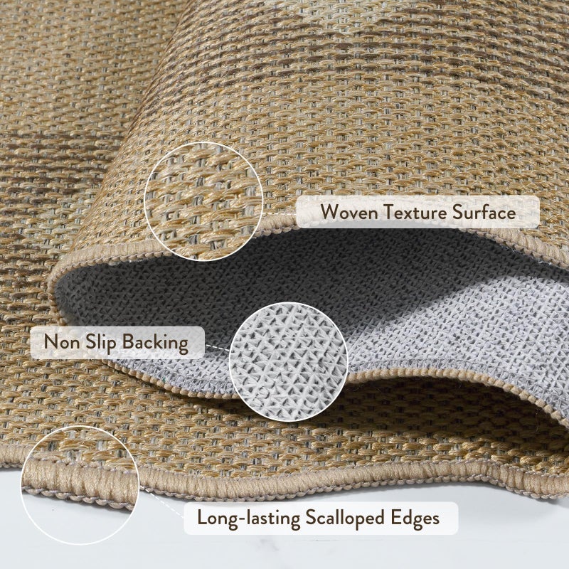 LIVEBOX Scalloped Easy Jute Diamond 3x5 Outdoor Rug, Washable Non-Slip Tan Rugs for Entryway, Geometric Checkered Indoor Outdoor Rug Farmhouse Carpet Door Mat for Patio Porch Bedroom Living Room - Image 5